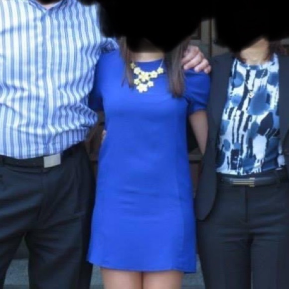 Royal blue short structured t-shirt dress - Picture 3 of 4